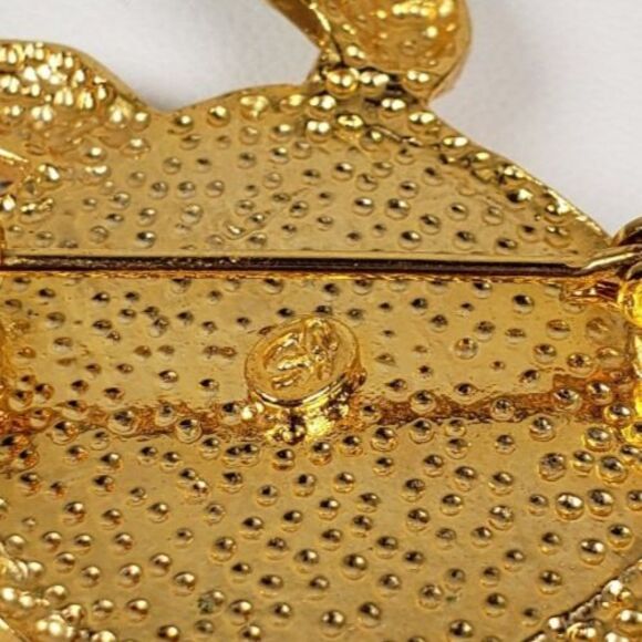 Vintage 1980 St. John Signed Gold Tone  And Rhinestone Elegant Turtle Brooch Pin - Picture 11 of 14